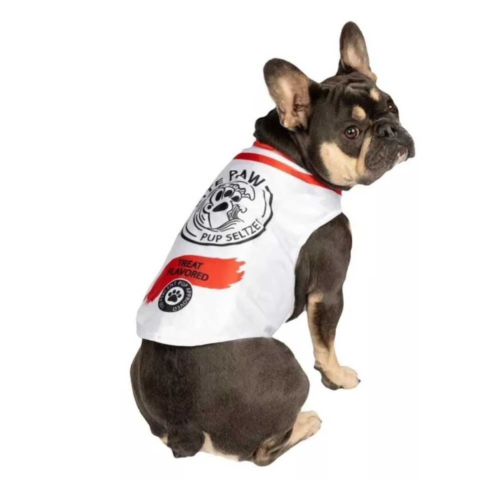 Party Dog Bite Paw Pup Seltzer Pet Costume Halloween Dog XS/S Cat White Red